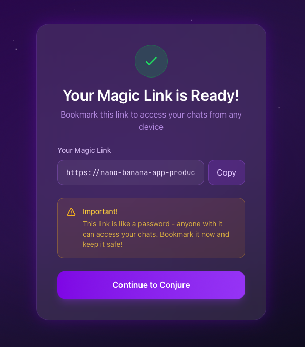 Magic link setup